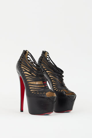 Christian Louboutin Black Leather Zoulou Platform Pump