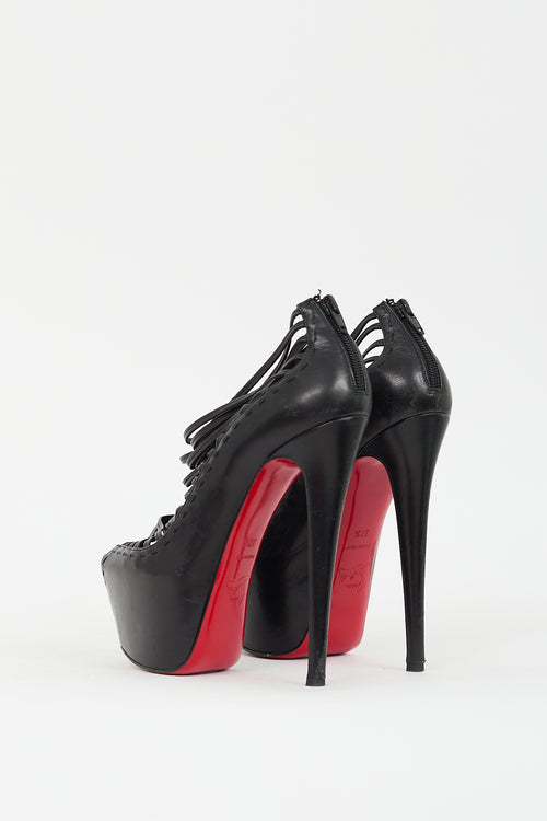 Christian Louboutin Black Leather Zoulou Platform Pump