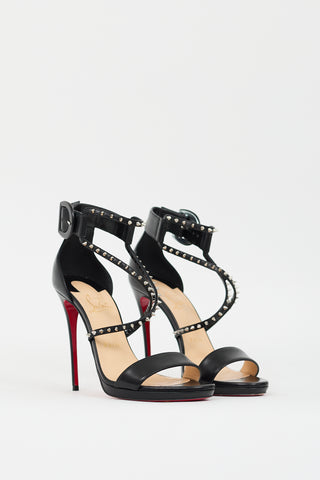 Christian Louboutin Black Leather Choca Lux Studded Heel