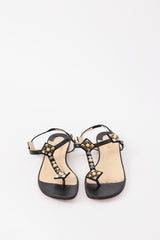 Christian Louboutin Black Leather Kaleicadra Studded Sandal