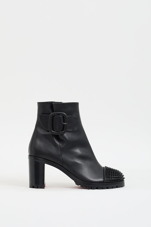 Christian Louboutin Black Leather Olivia 70 Spiked Boot