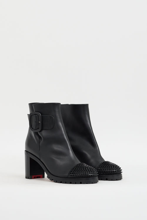 Christian Louboutin Black Leather Olivia 70 Spiked Boot