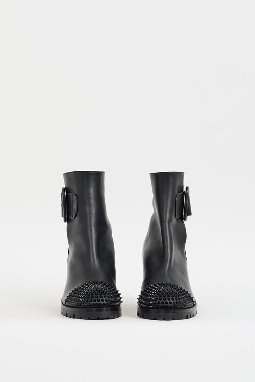 Christian Louboutin Black Leather Olivia 70 Spiked Boot