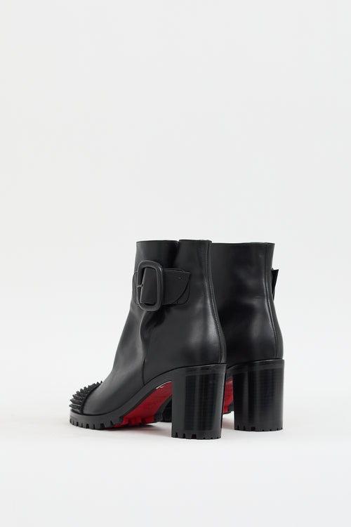 Christian Louboutin Black Leather Olivia 70 Spiked Boot