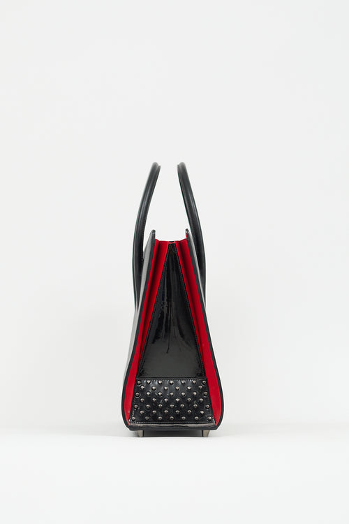 Christian Louboutin Black & Red Leather Studded Paloma Bag