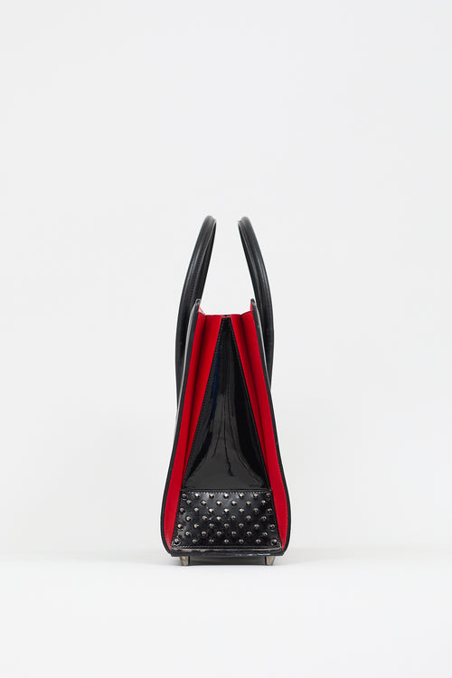 Christian Louboutin Black & Red Leather Studded Paloma Bag