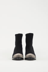 Christian Louboutin Black Neoprene & Leather Washy 70 Spike Ankle Boot