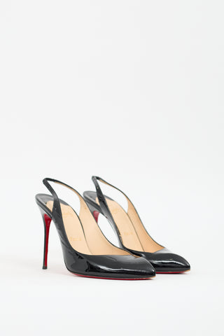 Christian Louboutin Black Patent Corneille Slingback  Pump