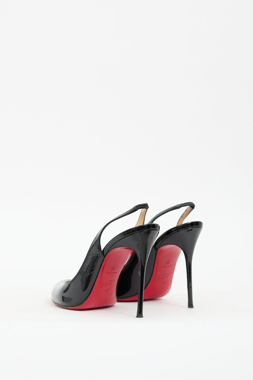 Christian Louboutin Black Patent Corneille Slingback  Pump