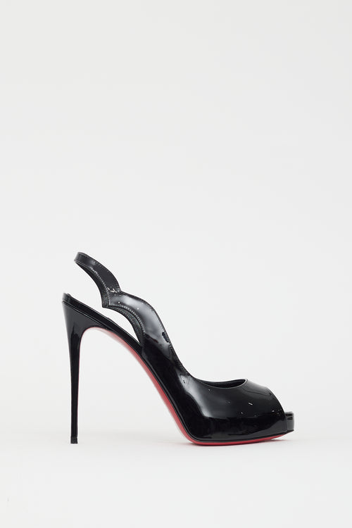 Christian Louboutin Black Patent Hot Chick Slingback Heel