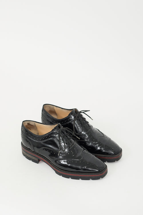 Christian Louboutin Black Patent Leather Brogue Oxford