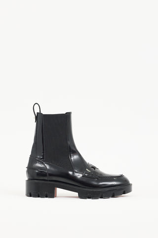 Christian Louboutin Black Patent Leather Montezu Loafer Boot