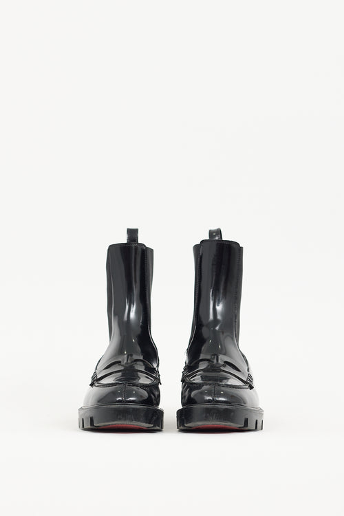 Christian Louboutin Black Patent Leather Montezu Loafer Boot