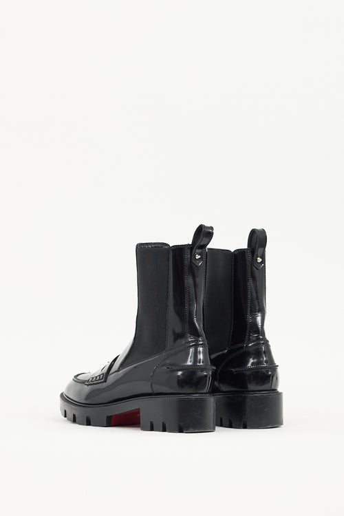 Christian Louboutin Black Patent Leather Montezu Loafer Boot