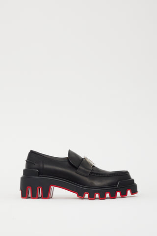 Christian Louboutin Black & Red Moc Dune Uomo Loafer