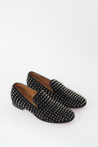 Christian Louboutin Black Suede Dandelion Spikes Loafer