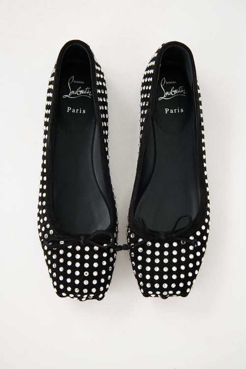 Christian Louboutin Black Suede & Crystal Embellished Mamadrague Flat