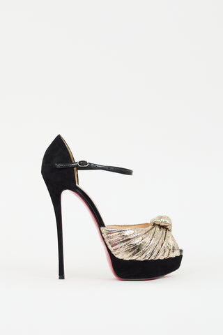 Christian Louboutin Black & Gold Leather & Suede Marchavekel Pump