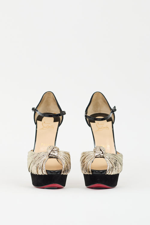 Christian Louboutin Black & Gold Leather & Suede Marchavekel Pump