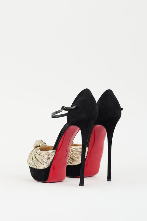 Christian Louboutin Black & Gold Leather & Suede Marchavekel Pump