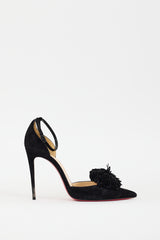 Christian Louboutin Black Suede Tsarou Pom Pom D'Orsay Pump