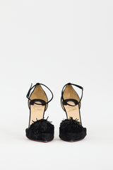 Christian Louboutin Black Suede Tsarou Pom Pom D'Orsay Pump