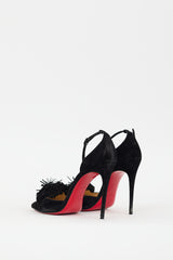 Christian Louboutin Black Suede Tsarou Pom Pom D'Orsay Pump