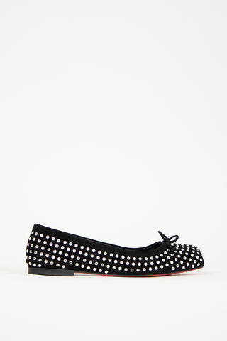Christian Louboutin Black Suede & Crystal Embellished Mamadrague Flat