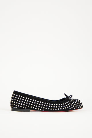 Christian Louboutin Black Suede & Crystal Embellished Mamadrague Flat