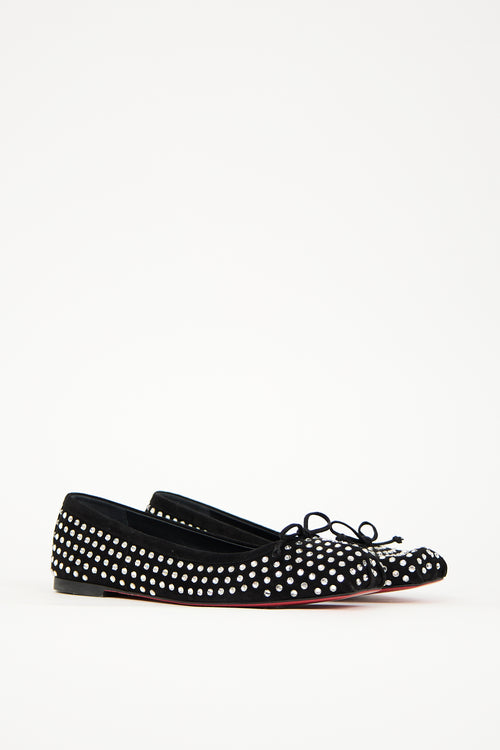 Christian Louboutin Black Suede & Crystal Embellished Mamadrague Flat