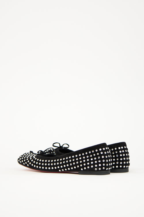 Christian Louboutin Black Suede & Crystal Embellished Mamadrague Flat