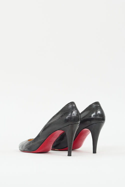 Christian Louboutin Black Leather Panelled Simple 85 Pump