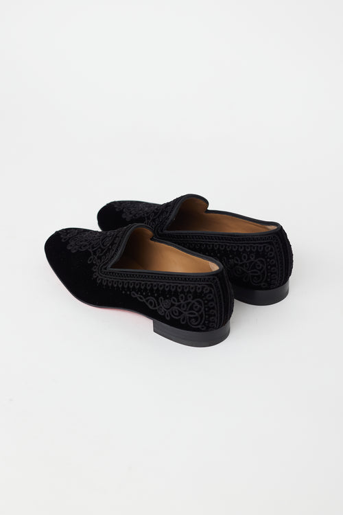Christian Louboutin Black Velvet Mamounia Embroidered Loafer