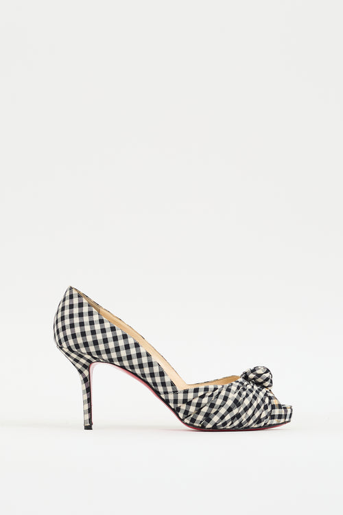 Christian Louboutin Black & White Gingham Knotted Pump