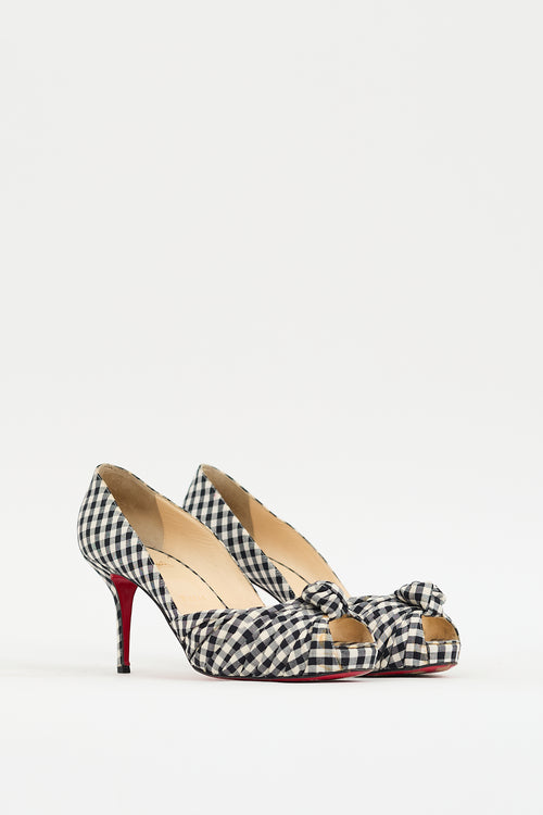 Christian Louboutin Black & White Gingham Knotted Pump