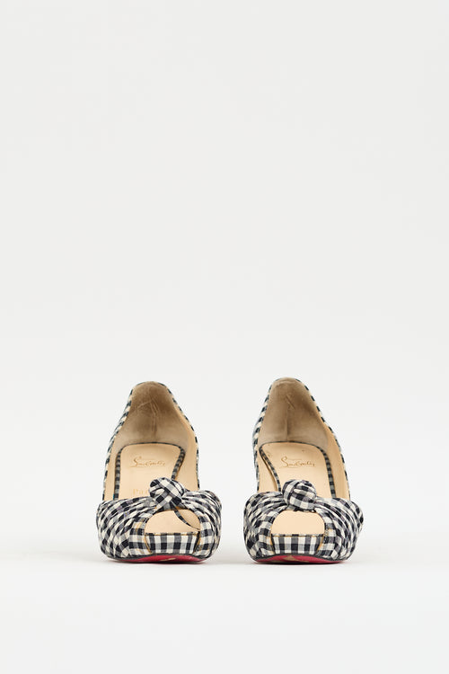 Christian Louboutin Black & White Gingham Knotted Pump