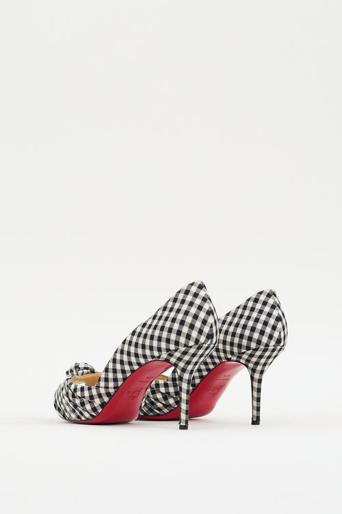 Christian Louboutin Black & White Gingham Knotted Pump