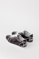 Christian Louboutin Black & White Leather Fun Vieira Logo Sneaker