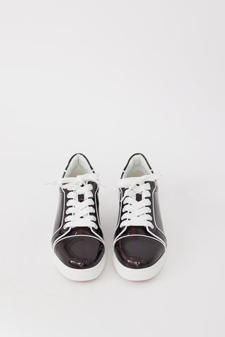 Christian Louboutin Black & White Leather Fun Vieira Logo Sneaker
