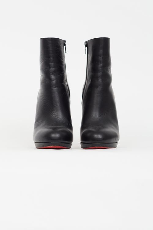 Christian Louboutin Black Leather Ankle Boot