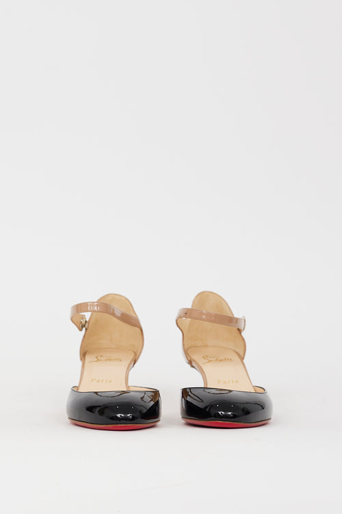 Christian Louboutin Black & Beige Patent Mary Jane D'Orsay Pump