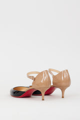 Christian Louboutin Black & Beige Patent Mary Jane D'Orsay Pump