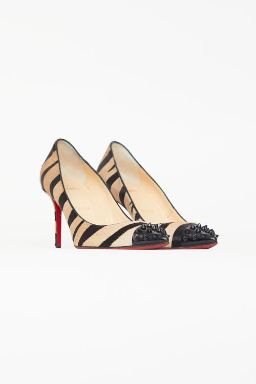 Christian Louboutin Black & Brown GEO 85 Textured Pump