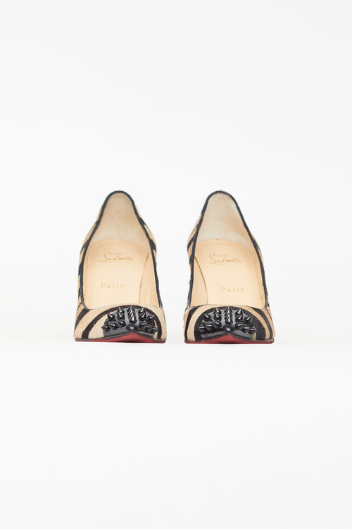 Christian Louboutin Black & Brown GEO 85 Textured Pump