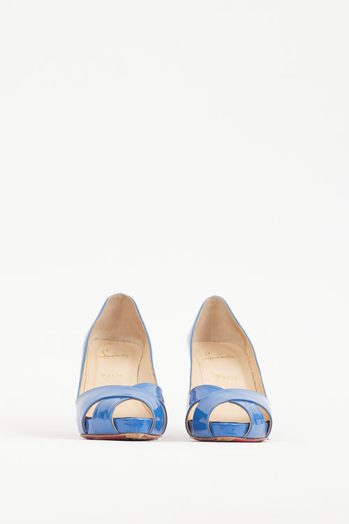 Christian Louboutin Blue Crossed Patent Leather Pump