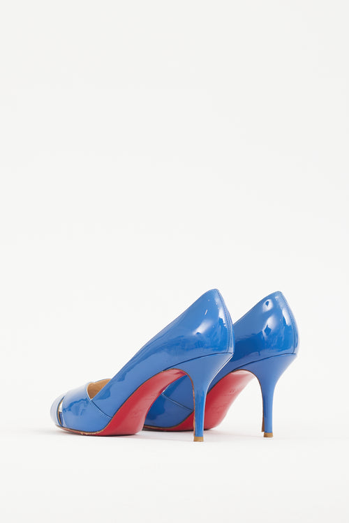 Christian Louboutin Blue Crossed Patent Leather Pump