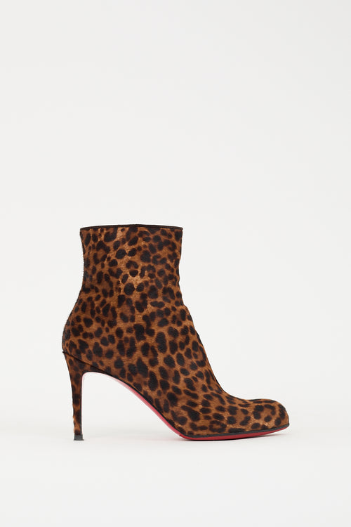 Christian Louboutin Brown & Black Hair Printed Heeled Boot