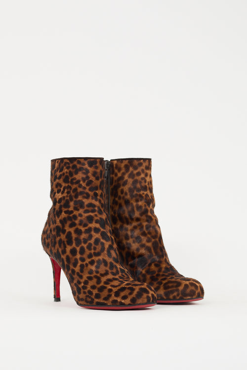 Christian Louboutin Brown & Black Hair Printed Heeled Boot