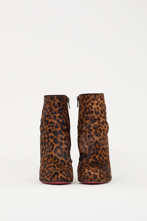 Christian Louboutin Brown & Black Hair Printed Heeled Boot