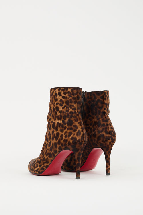 Christian Louboutin Brown & Black Hair Printed Heeled Boot